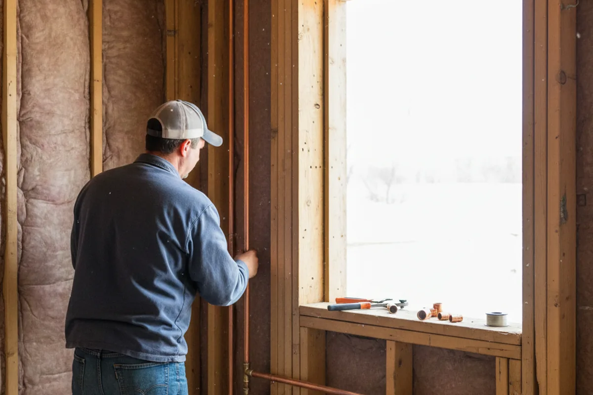 Licensed plumber running new copper supply lines in a Englewood home
